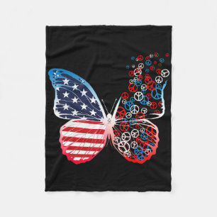 Butterfly Patriotic Peace Signs 4. Juli Us Fla Fleecedecke