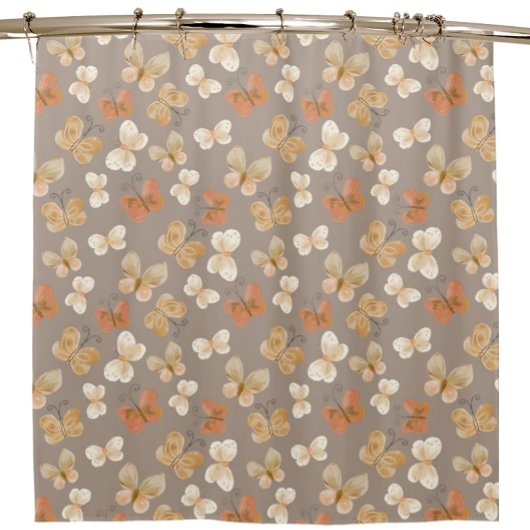 Butterfly Pattern Dark Taupe Duschvorhang