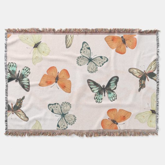 Butterfly Pattern Fleece Cotton Throw Blanket Decke (Vorderseite)