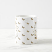 Butterfly Pattern Girly Niedlich Modern Monogram Kaffeetasse (Mittel)