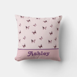 Butterfly Pattern Hübsch Pink Satin Girl Kinderzim Kissen
