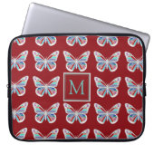 Butterfly Pattern on Burgundy Monogram Laptopschutzhülle (Vorderseite)
