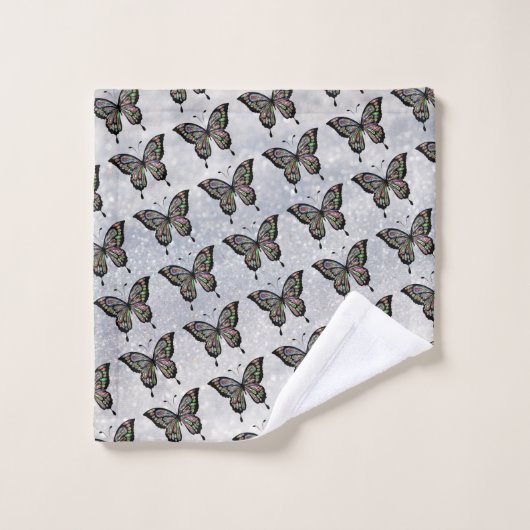 Butterfly Pattern Silberhandtuch Set (Waschlappen)
