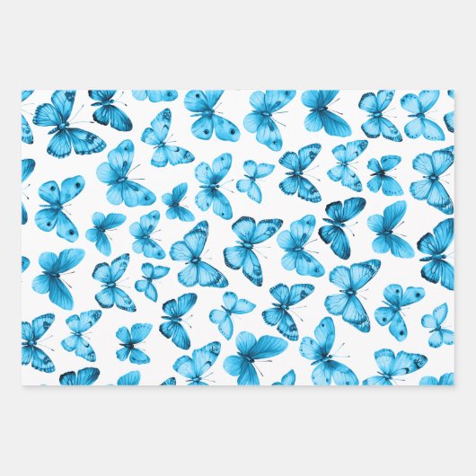 Butterfly Pattern Wasserfarbe Elegantes Hübsches G Geschenkpapier Set (Vorderseite)