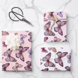 Butterfly Pattern Wasserfarbe Elegantes Hübsches G Geschenkpapier Set