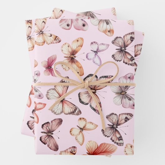 Butterfly Pattern Wasserfarbe Elegantes Hübsches G Geschenkpapier Set (Beispiel)