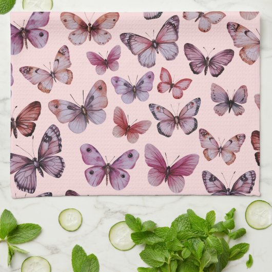 Butterfly Pattern Wasserfarbe Elegantes Hübsches G Geschirrtuch (Gefaltet)