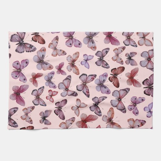 Butterfly Pattern Wasserfarbe Elegantes Hübsches G Geschirrtuch (Horizontal)