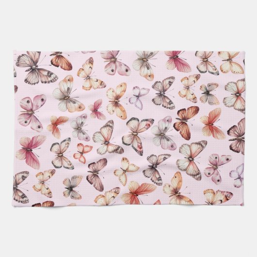 Butterfly Pattern Wasserfarbe Elegantes Hübsches G Geschirrtuch (Horizontal)