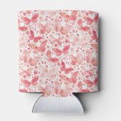 Butterfly Pattern Wasserfarben Korallenrosa Dosenkühler (Rückseite)