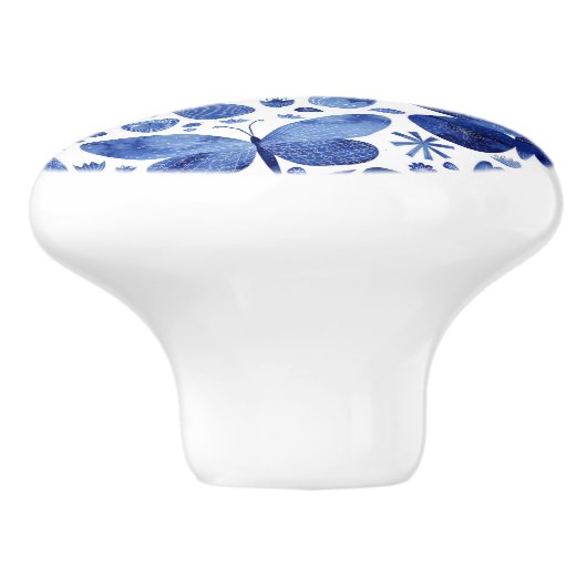 Butterfly Patternblau Keramikknauf (Seitenansicht)