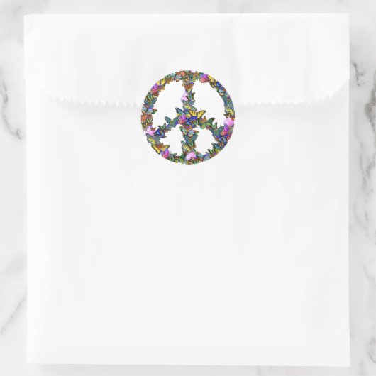 Butterfly Peace Symbol Runder Aufkleber (Tasche)