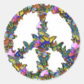 Butterfly Peace Symbol Runder Aufkleber (Vorderseite)