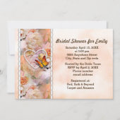 Butterfly Pearl Heart Floral Serene Brautparty Einladung (Vorderseite)