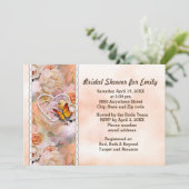 Butterfly Pearl Heart Floral Serene Brautparty Einladung (Stehend Vorderseite)