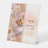 Butterfly Pearl Heart Floral Serenity Rose Hochzei Sockelschild (Vorderseite)
