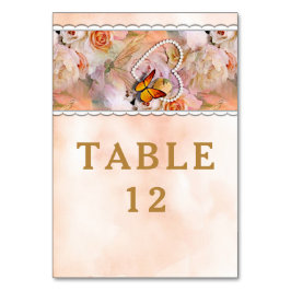 Butterfly Pearl Heart Floral Serenity Rose Hochzei Tischnummer