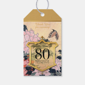 Butterfly Peonies 80. Geburtstag Danke GTag Geschenkanhänger