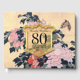 Butterfly Peonies 80th Birthday Celebration Guest Gästebuch