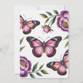 Butterfly & Peony Girl 1. Geburtstagsfeier Einladung (Rückseite)