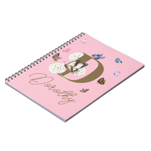 Butterfly Personalisiertes Geschenk mit blühenden  Notizblock (Linke Seite)