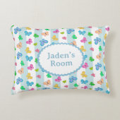 Butterfly Personalized Blue Stripe Dekokissen (Vorderseite)
