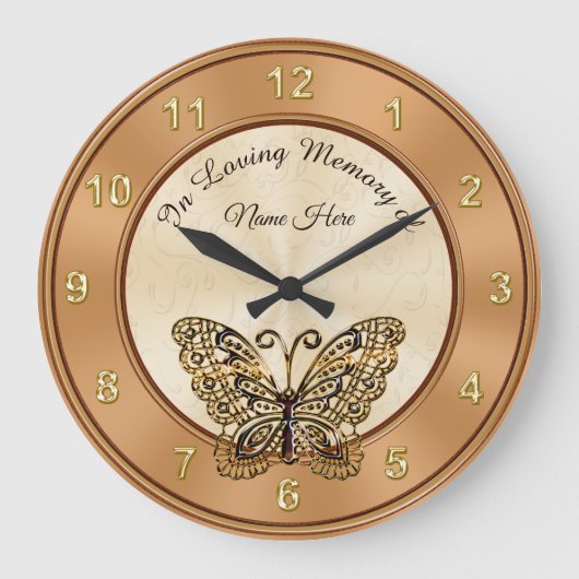 Butterfly Personalized In Loving Memory Ohrts Große Wanduhr (Vorderseite)