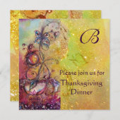 BUTTERFLY PFLANZE MONOGRAM Erntedank Abendessen Einladung (Vorne/Hinten)