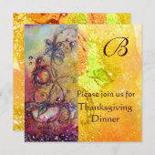 BUTTERFLY PFLANZE MONOGRAM Erntedank Dinner Felt Einladung (Vorne/Hinten)