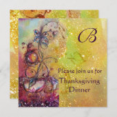 BUTTERFLY PFLANZE MONOGRAM Erntedank Dinner Gold Einladung (Vorne/Hinten)