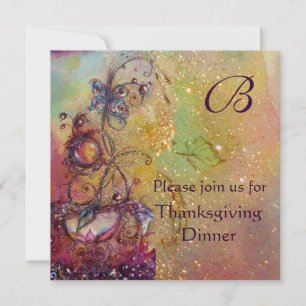 BUTTERFLY PFLANZE MONOGRAM Erntedank Dinner Gold Einladung
