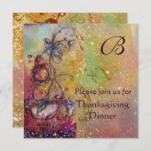 BUTTERFLY PFLANZE MONOGRAM Erntedank Dinner Pearl Einladung (Vorne/Hinten)