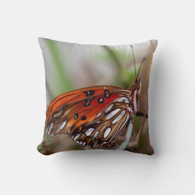 Butterfly Pillow - California Gulf Fritillary Kissen (Vorderseite)