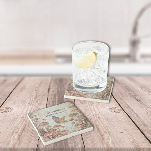 Butterfly Pilz-Wald Natur Kinderdusche Steinuntersetzer