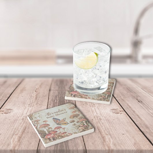 Butterfly Pilz-Wald Natur Kinderdusche Steinuntersetzer