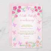 Butterfly Pink Baby Dusche Einladung (Vorne/Hinten)
