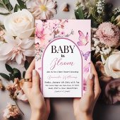Butterfly Pink Baby in Bloom Girl Baby Dusche Einladung