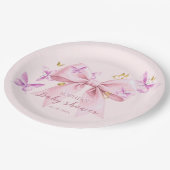 Butterfly Pink Bow Baby Shower  Pappteller (Schrägansicht)