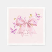 Butterfly Pink Bow Baby Shower  Serviette (Vorderseite)