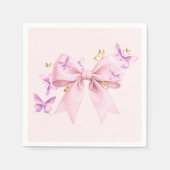 Butterfly Pink Bow Baby Shower  Serviette (Vorderseite)