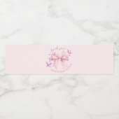 Butterfly Pink Bow Baby Shower Wasserflaschenetikett (Einzelnes Label)