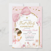 Butterfly Pink Coquette Girl First Holy Communion Einladung (Vorderseite)