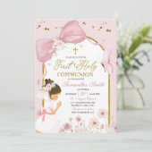 Butterfly Pink Coquette Girl First Holy Communion Einladung (Stehend Vorderseite)