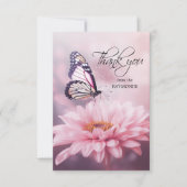 Butterfly Pink Daisy Blume Beileid Beerdigung Dankeskarte (Vorderseite)