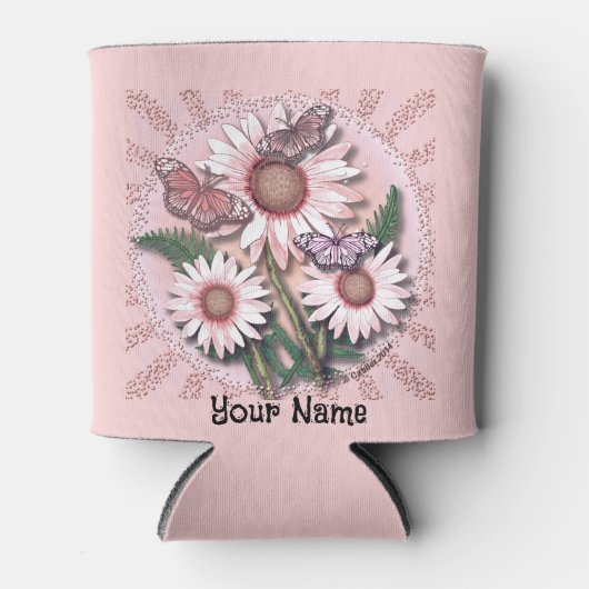 Butterfly Pink Daisy Can Cooler Dosenkühler (Vorderseite)