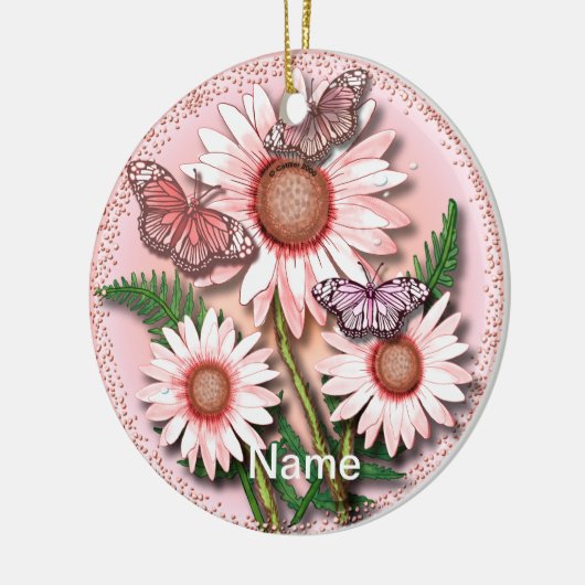 Butterfly Pink Daisy Ornament (Links)