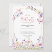 Butterfly Pink Floral Baby Dusche Einladung (Vorderseite)