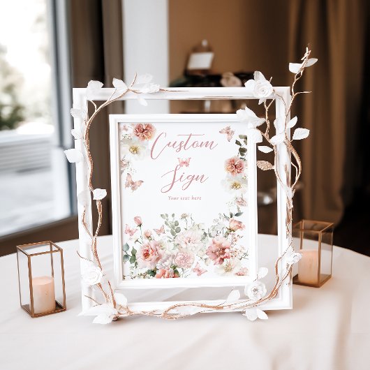 Butterfly Pink Floral Baby Dusche Maßgeschneiderte Poster