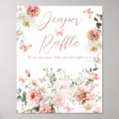 Butterfly Pink Floral Baby Dusche Windel Windeln R Poster (Vorne)