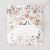 Butterfly Pink Floral Baby Shower fluttering von Platzkarte (Außenseite Aufgefaltet)